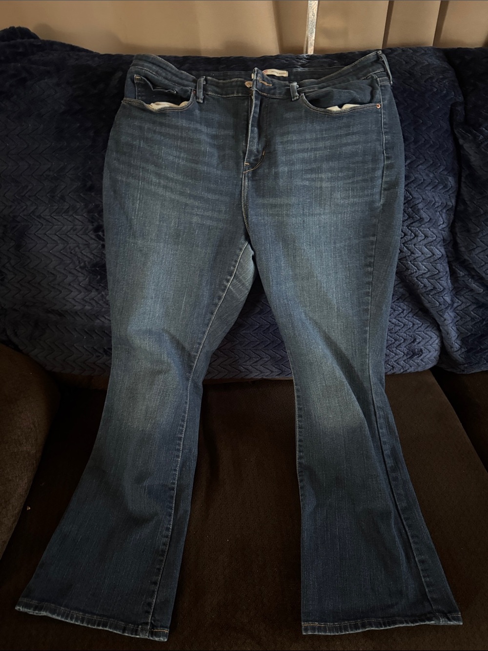 Signature by Levi Strauss Dark Blue Flare Jeans Wide Leg